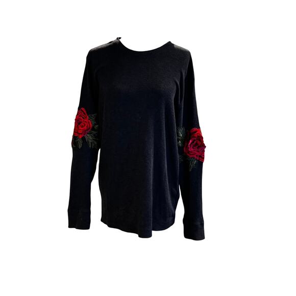 FURST OF A KIND Thermal with Rose Aplique on Sleeves in Size Large - Picture 2 of 7